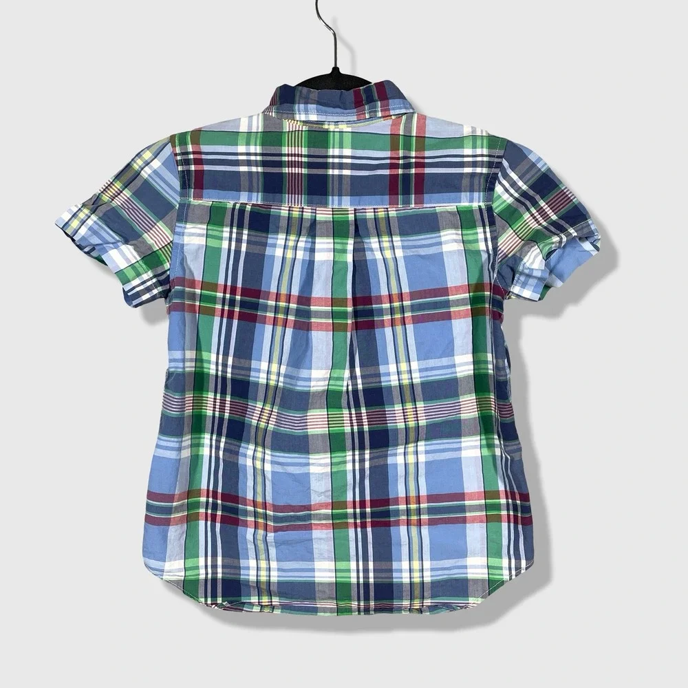 Ralph Lauren‎ Button Down Shirt Kids Size 5 Blue Plaid Preppy Aesthetic